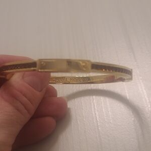 Michael Kors Polished Gold Logo Slim Bangle Bracelet